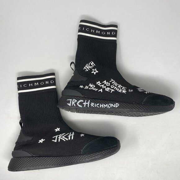 John Richmond Women's Sock Fit Hi Top Black Sneaker EU38 - Picture 1 of 6